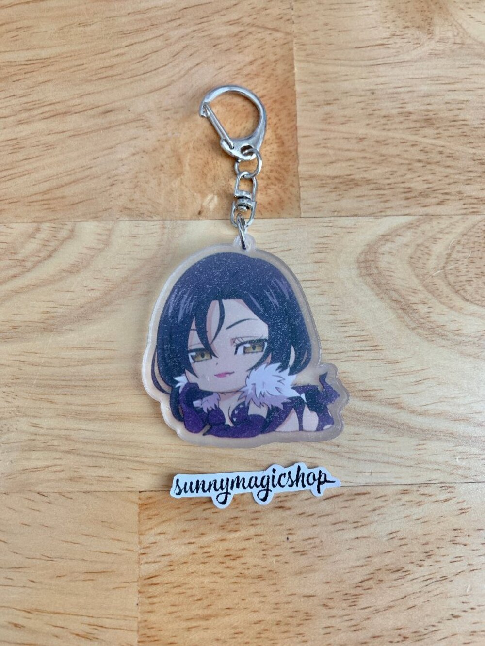 Seven Deadly Sins Anime Acrylic Keychain Merlin Black Gluttony Sorceress Mage Br